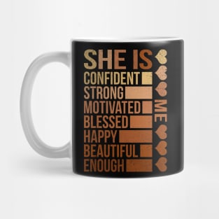 She Is Confident Strong Motivated Mug